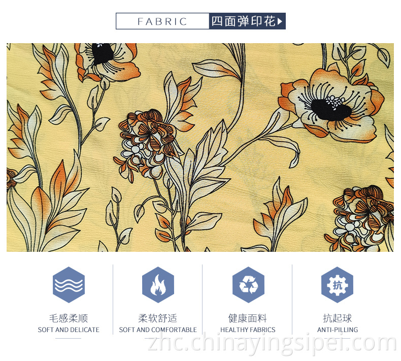 工厂价格印刷了110GSM纺织品苔藓薄饼面料出售